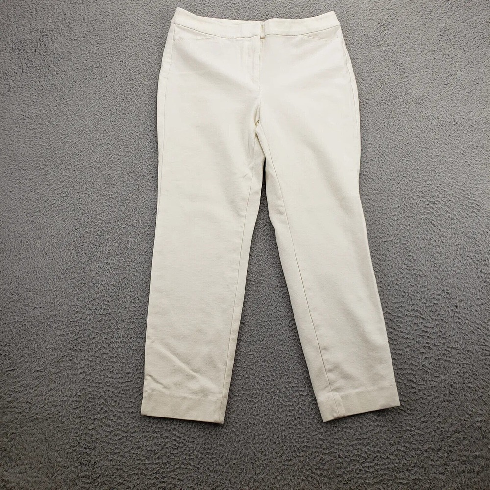 White House Black Market Pants Womens 8 White Straight Leg Pockets‎ High Rise